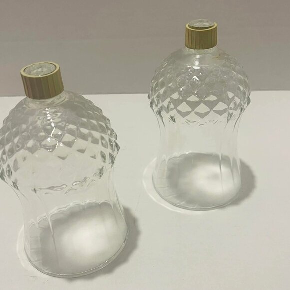 HOME INTERIOR & GIFTS.. Clear Glass Diamond Cut Panel Votive Cup 5.5" SET OF 2 - Picture 3 of 4